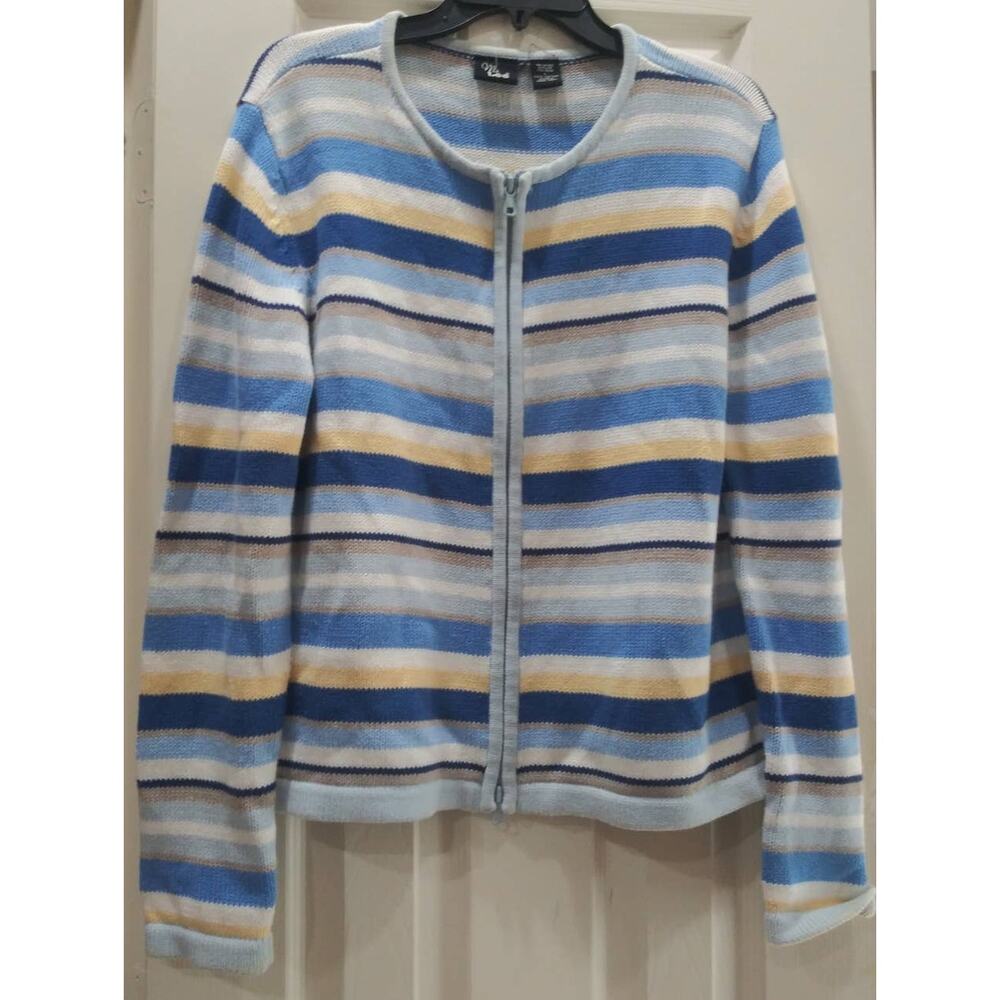 Ms. Lee Striped Cardigan Sweater large